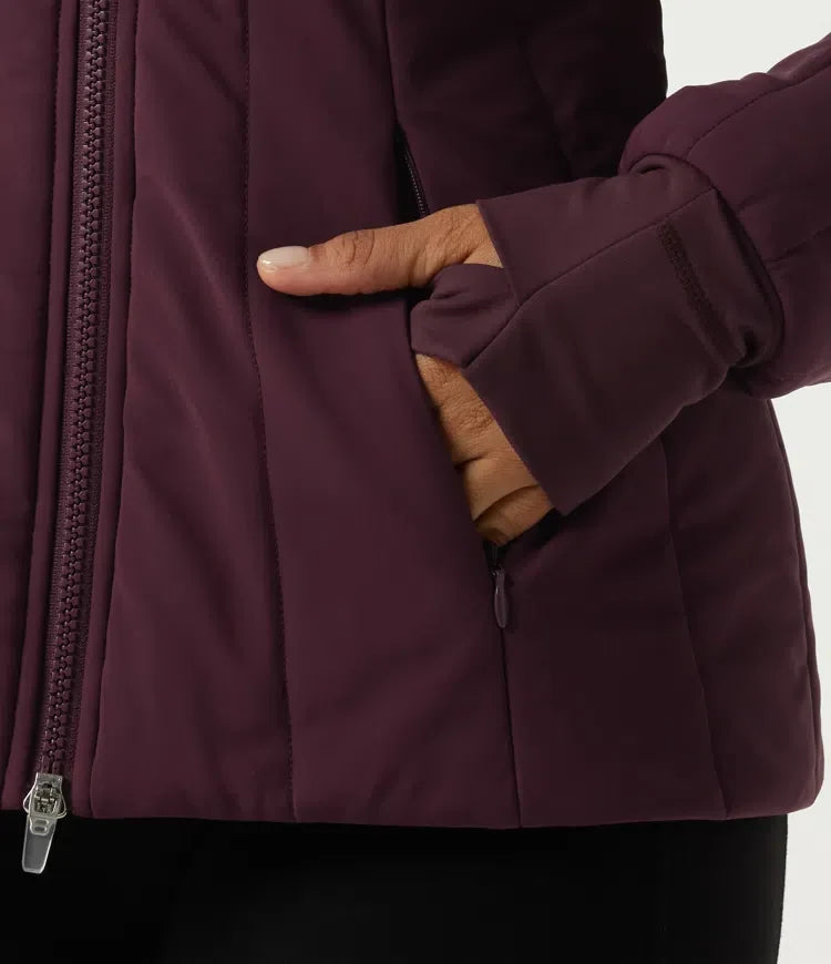 PuffFlex Wrinkle Recovery Mock Neck Slim Casual Padded Jacket with Pockets
