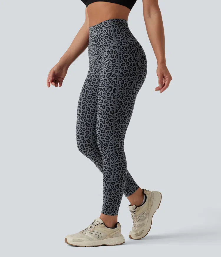 Halara UltraSculpt Leopard Print High Waisted Tummy Control Yoga Leggings with Pockets