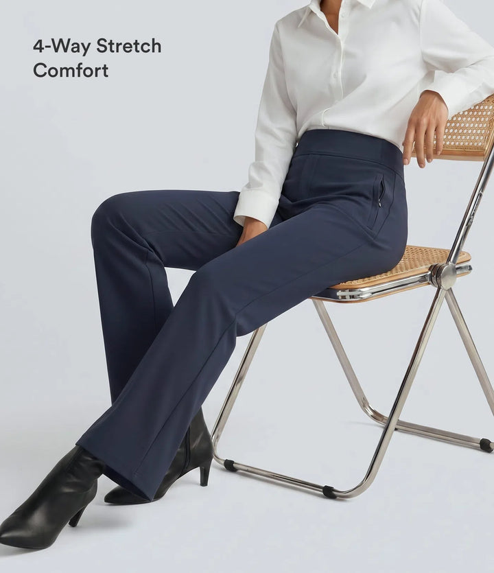 Halara Flex DayStretch Mid Rise Side Zipper Pocket Work Flared Trousers