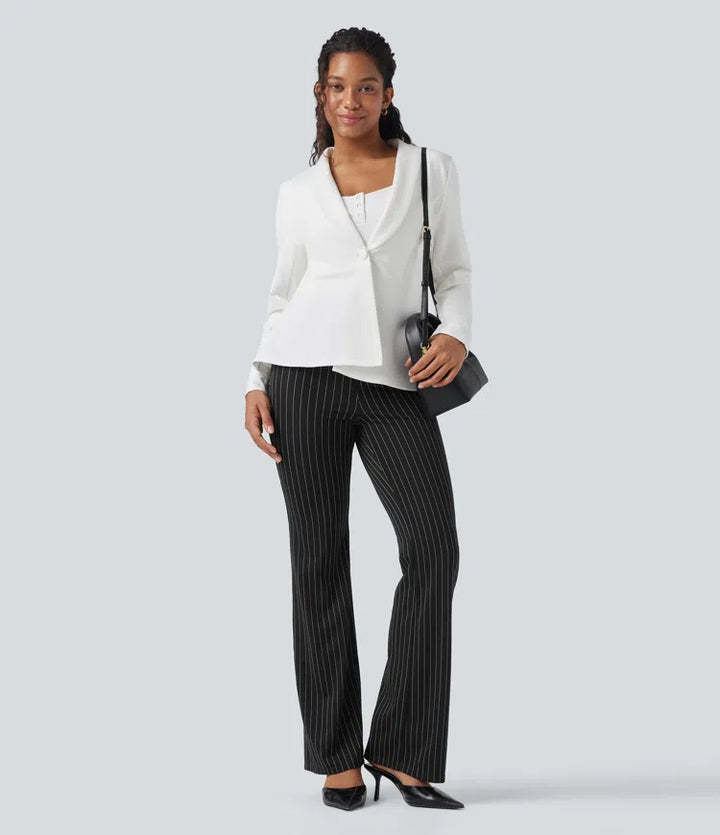 Halara Flex High Waisted Striped Work Flared Trousers with Pockets