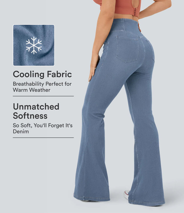 Halara Flex High Waisted Crossover Pocket InstantCool Washed Casual Jeans