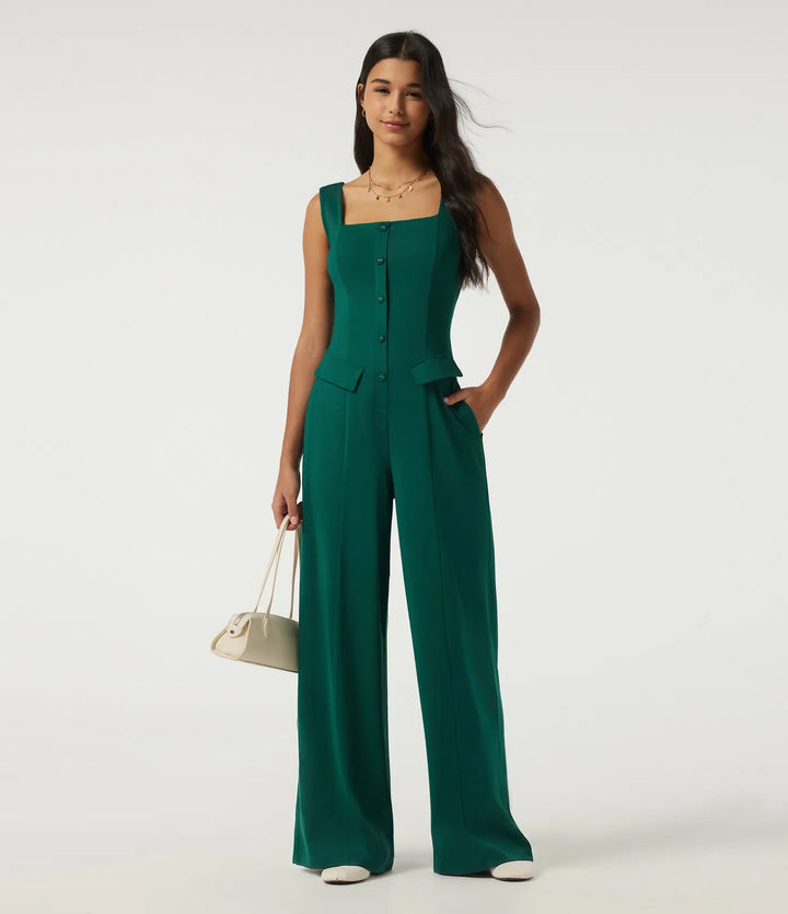 Square Neck Sleeveless Wide Leg Casual Jumpsuit with Pockets-Easy Peezy Edition