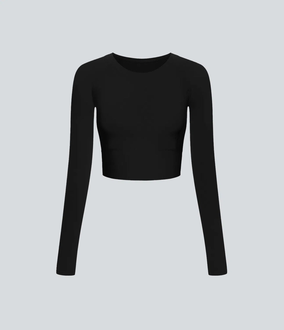 Solid Thumb Hole Cropped Yoga Sports Top