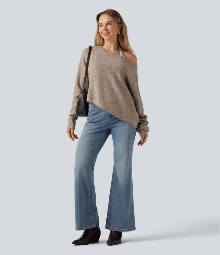 One Shoulder Long Sleeve Asymmetric Casual Jumper