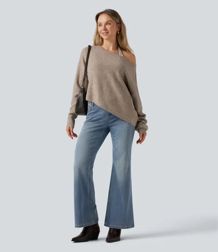 One Shoulder Long Sleeve Asymmetric Casual Jumper