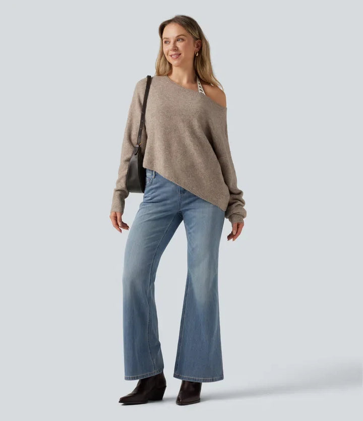 One Shoulder Long Sleeve Asymmetric Casual Jumper