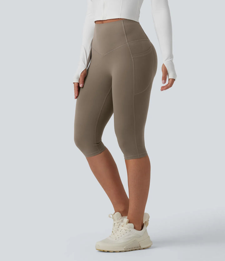 Halara UltraSculpt High Waisted Butt Lifting Tummy Control Pedal Pushers Shaping Training Leggings with Pockets