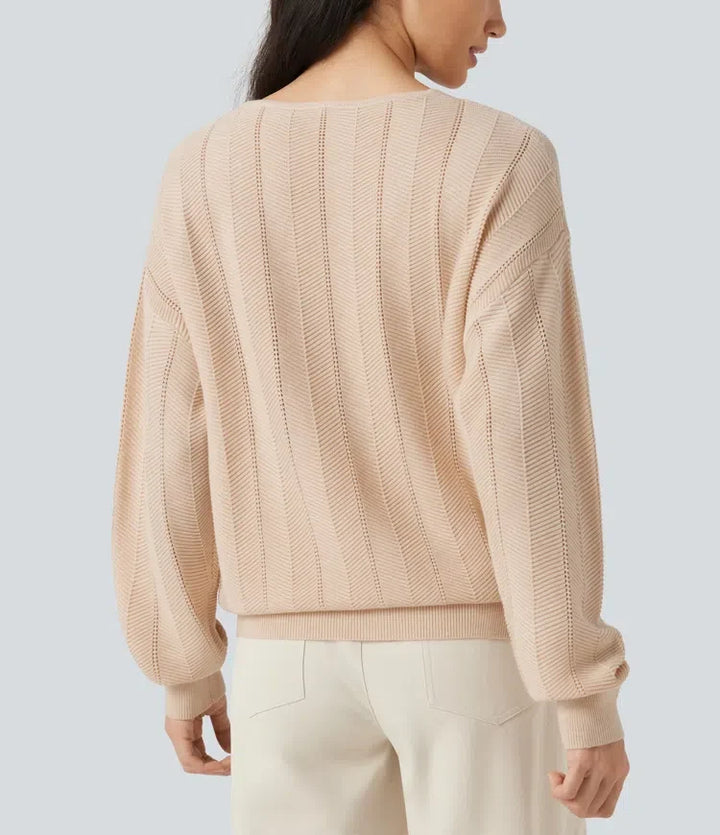 V Neck Long Sleeve Casual Wool-Blend Jumper