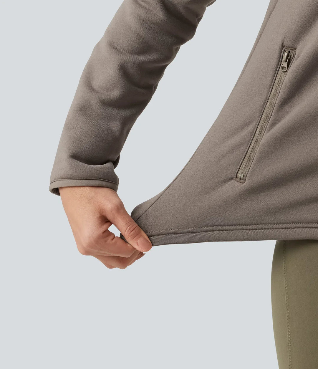 Stand Collar Long Sleeve Zip Fly Fleece Hiking Jacket with Pockets