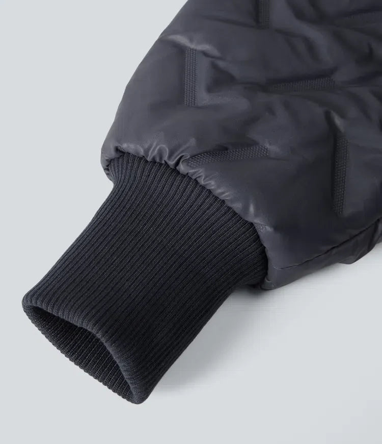 High Neck Long Sleeve Casual Padded Jacket with Pockets