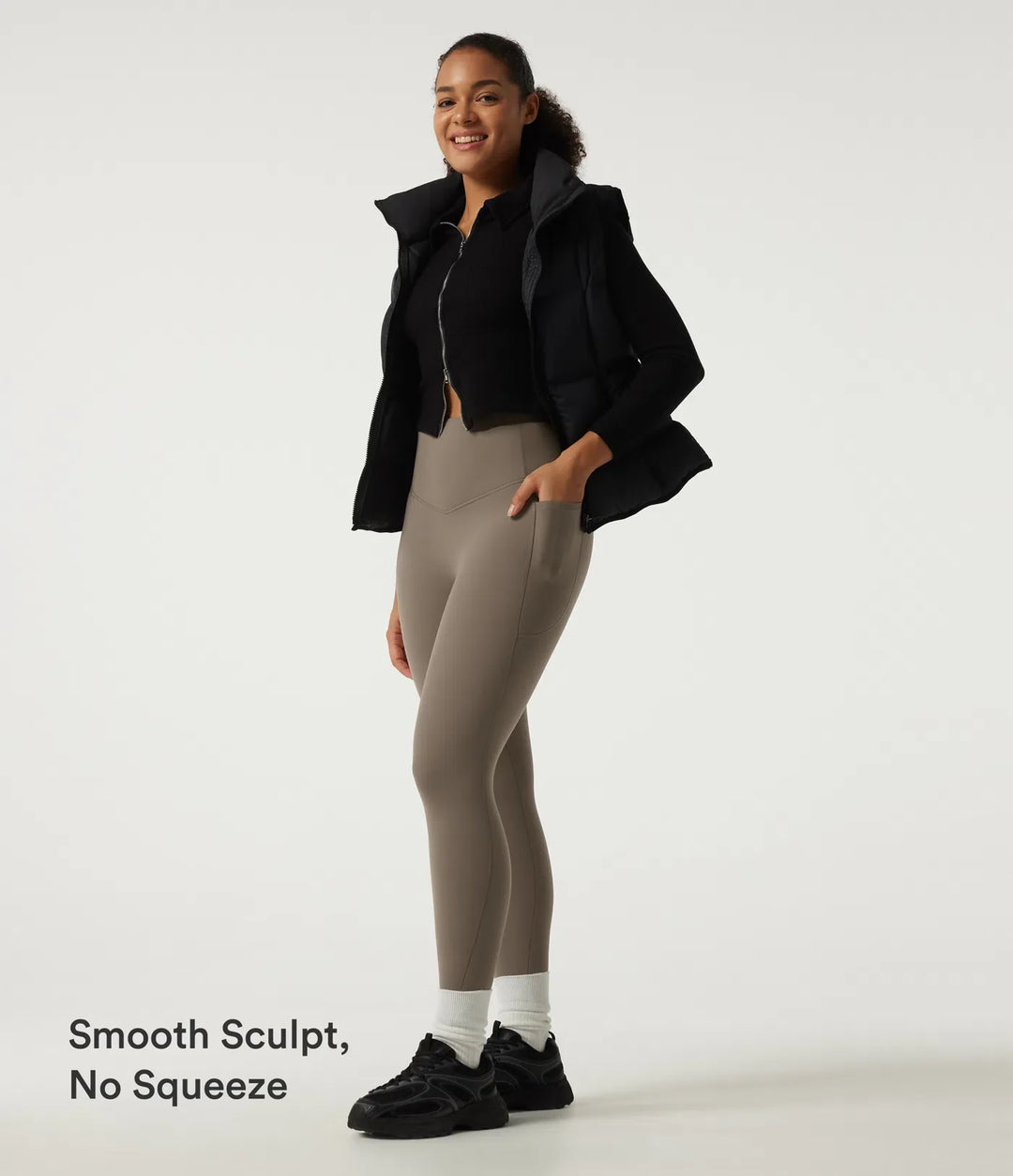 Halara UltraSculpt Heat High Waisted Tummy Control Fleece Yoga Leggings with Pockets