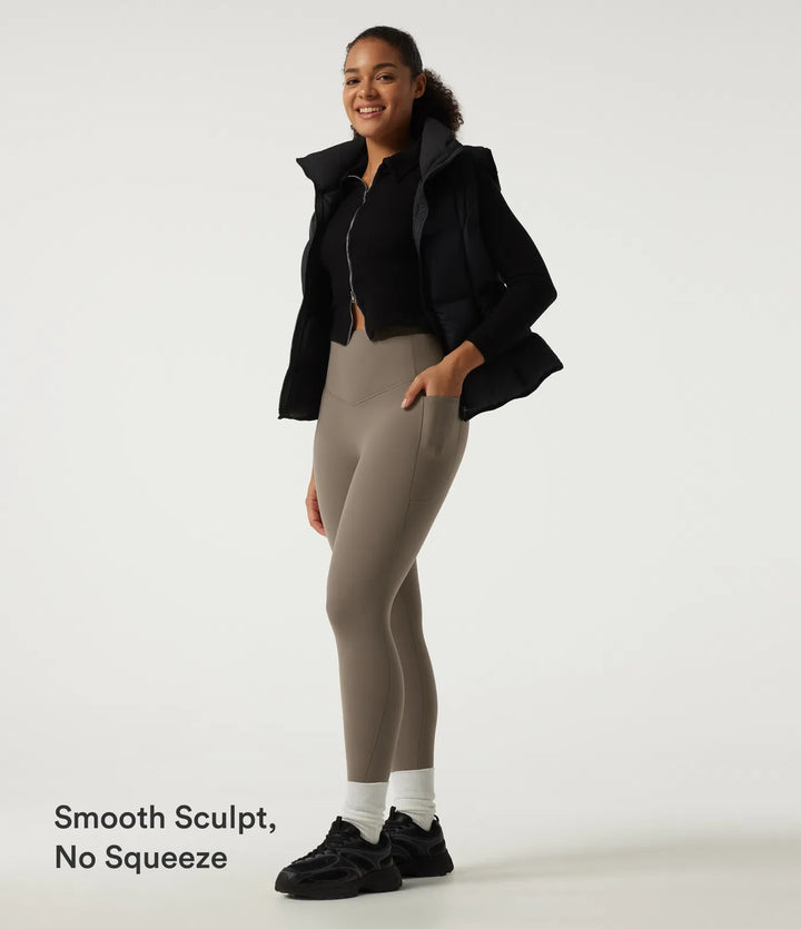 Halara UltraSculpt Heat High Waisted Tummy Control Fleece Yoga Leggings with Pockets