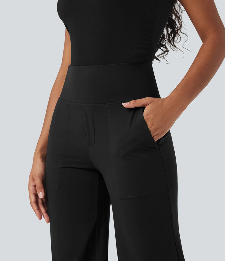 Halara UltraSculpt High Waisted Tummy Control Straight Leg Work Trousers with Pockets