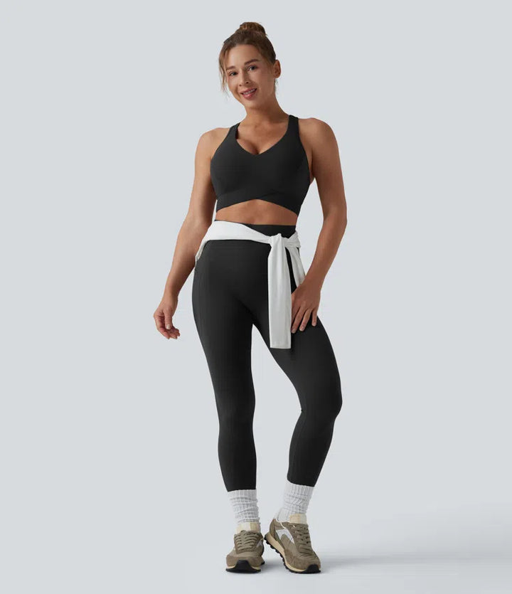 Halara UltraSculpt Light Support V Neck Racerback Running Sports Bra DD-F Cups