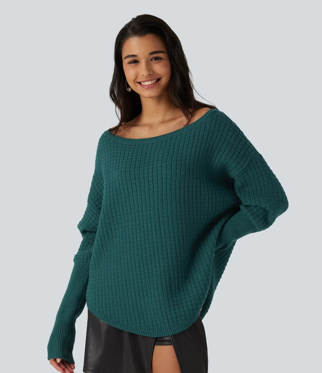Off Shoulder Batwing Long Sleeve Work Jumper