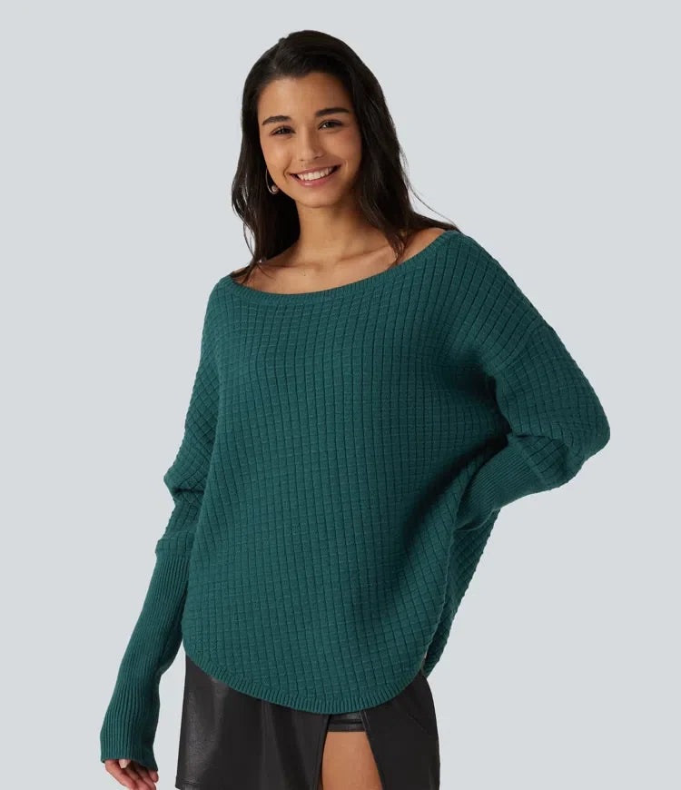 Off Shoulder Batwing Long Sleeve Work Jumper