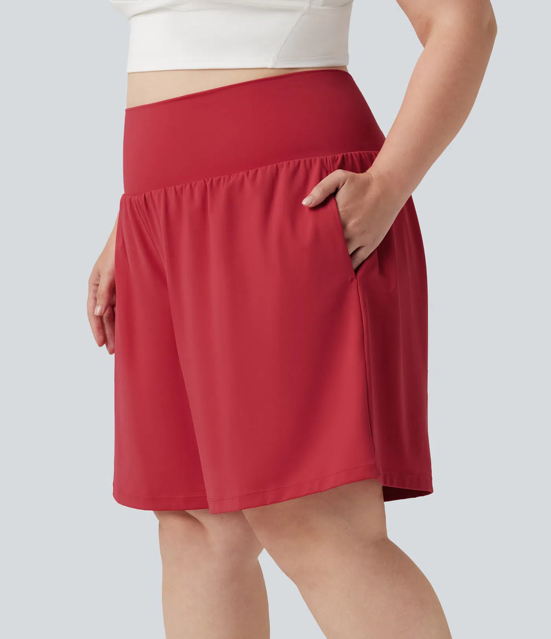 Plus Size SoftlyZero Airy Super High Waisted 2-in-1 Cool Touch Yoga Shorts 9&