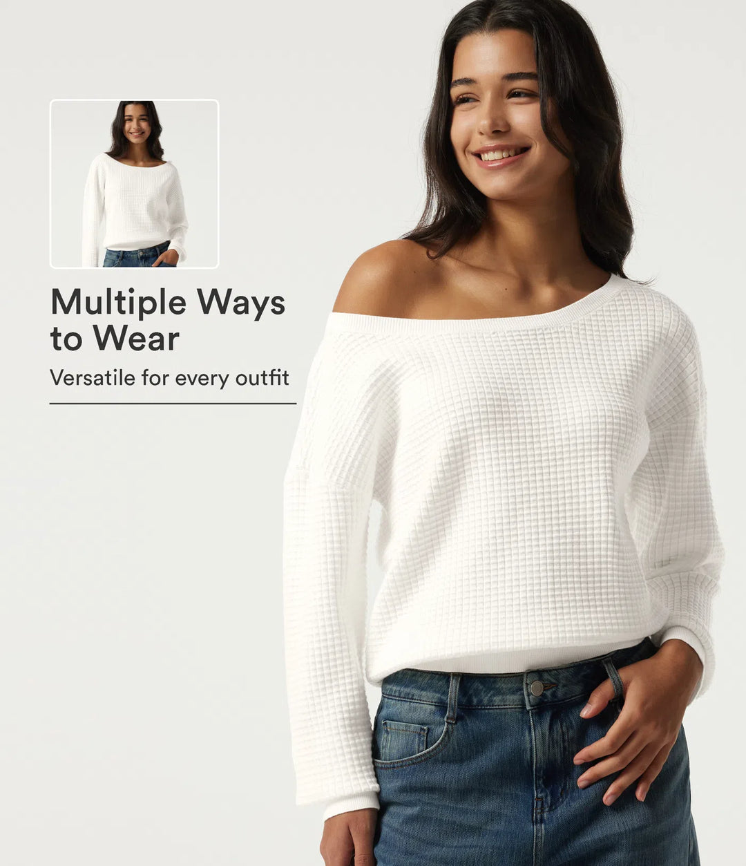 Long Sleeve Waffle Casual Jumper