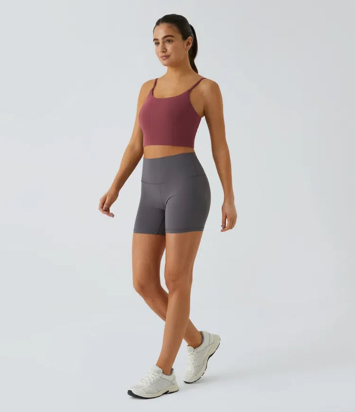 Basic Padded Workout Cropped Low Support Tank Top A-D Cups