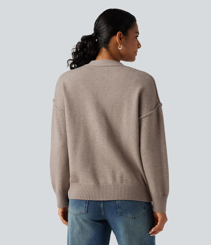 Dropped Long Sleeve Casual Cardigan