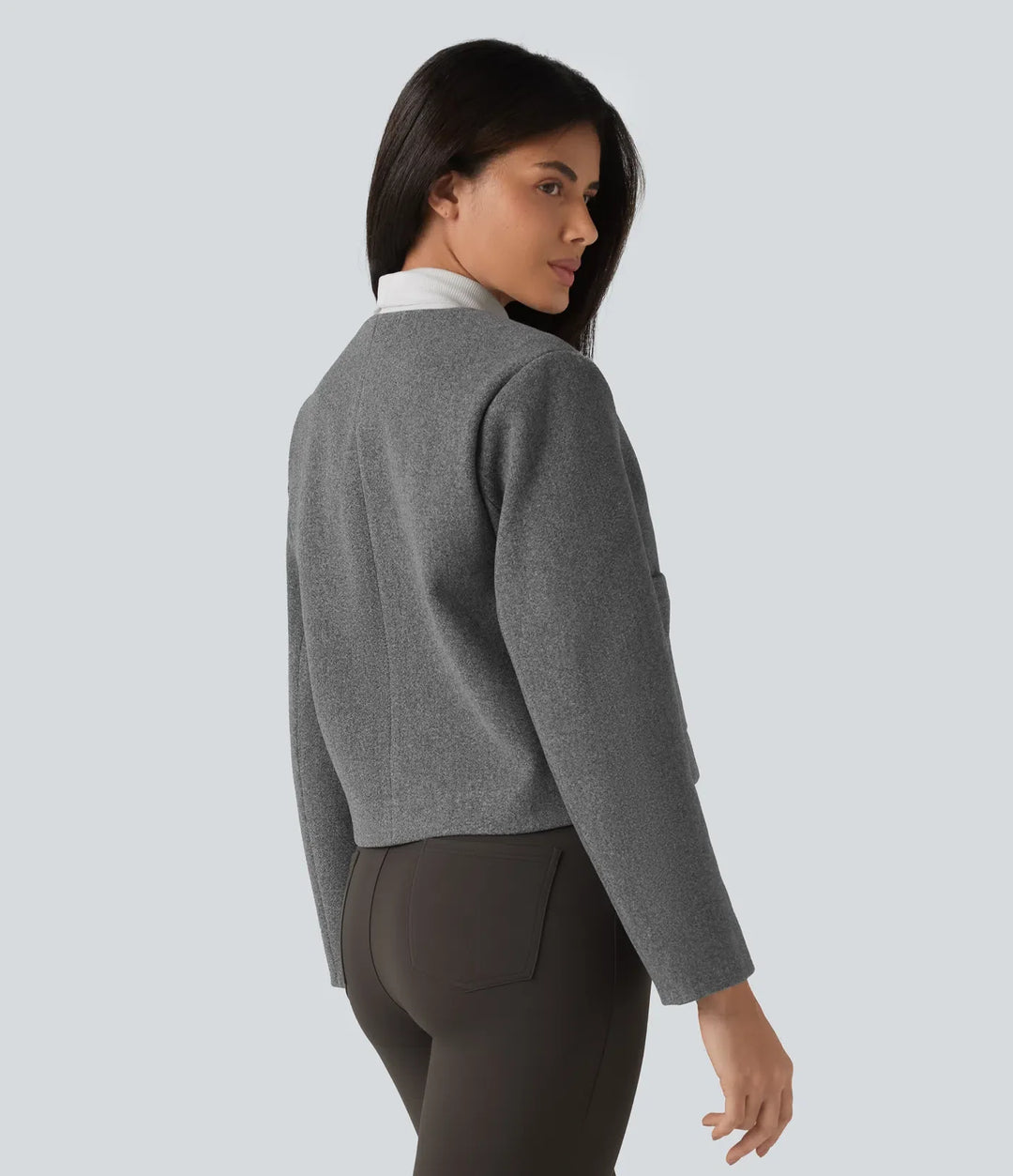 Round Neck Button Fly Work Jacket with Pockets