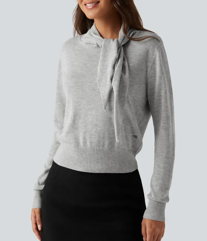 Scarf Tie Long Sleeve Casual Jumper