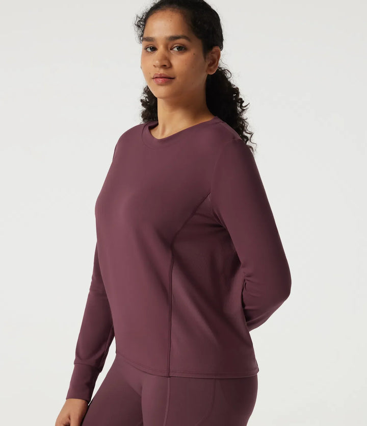 Round Neck Long Sleeve Contrast Mesh Quick Dry Workout Sweatshirt