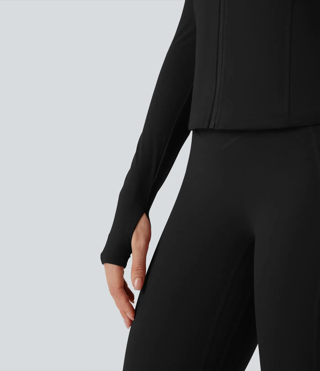 Halara UltraSculpt Stand Collar Long Sleeve Thumb Hole Yoga Curvy Jacket with Pockets