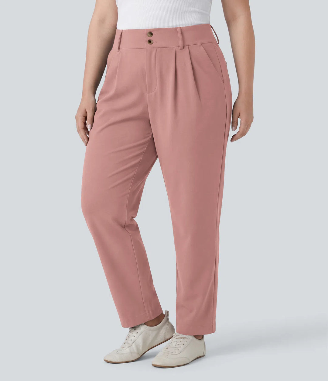 Plus Size Halara Flex High Waisted Tapered Waffle Work Trousers with Pockets