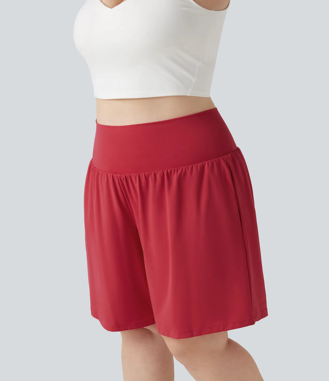 Plus Size SoftlyZero Airy Super High Waisted 2-in-1 Cool Touch Yoga Shorts 9&