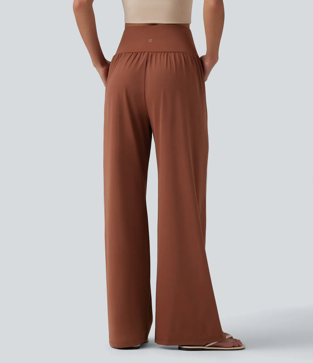 SoftlyZero Airy Crossover High Waisted InstantCool Casual Baggy Trousers with Pockets
