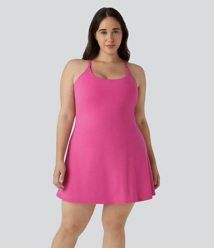 Everyday Softlyzero Plush Backless 2-in-1 Flare Workout Plus Size Dress-Wannabe-Easy Peezy