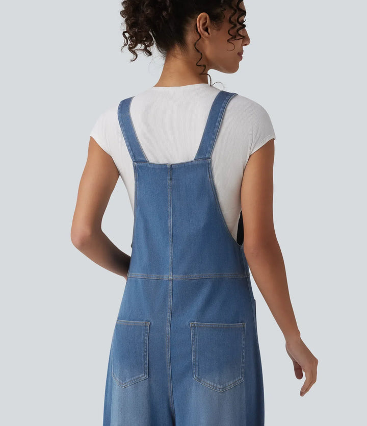 Halara Flex Adjustable Straps Draped Lyocell Washed Casual Baggy Overalls with Pockets