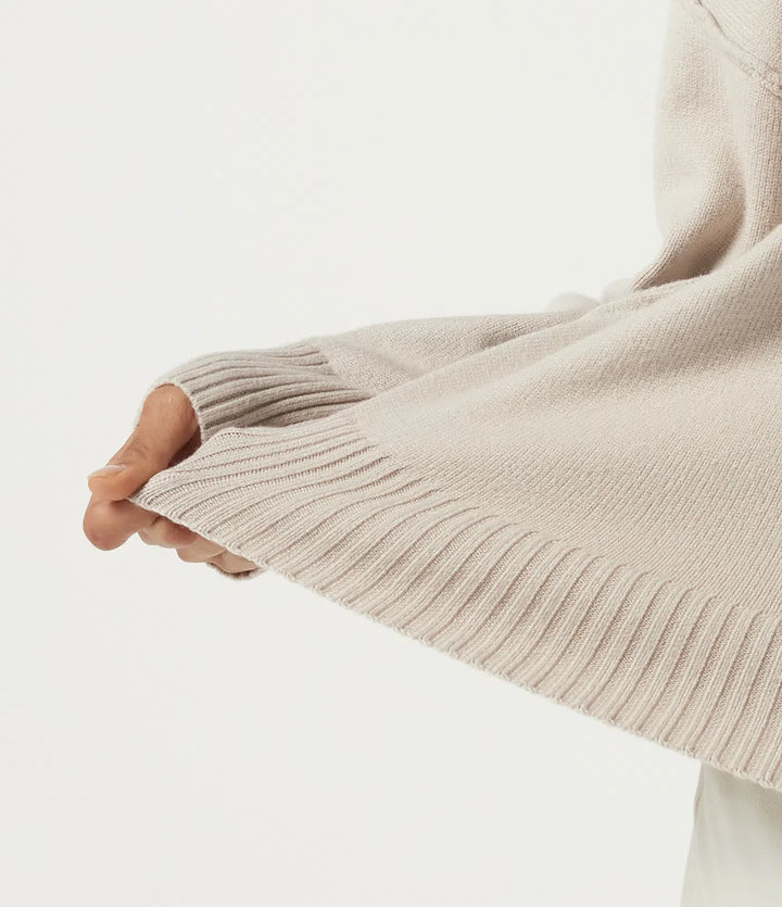 Polo Neck Long Sleeve Dropped Shoulder Casual Jumper
