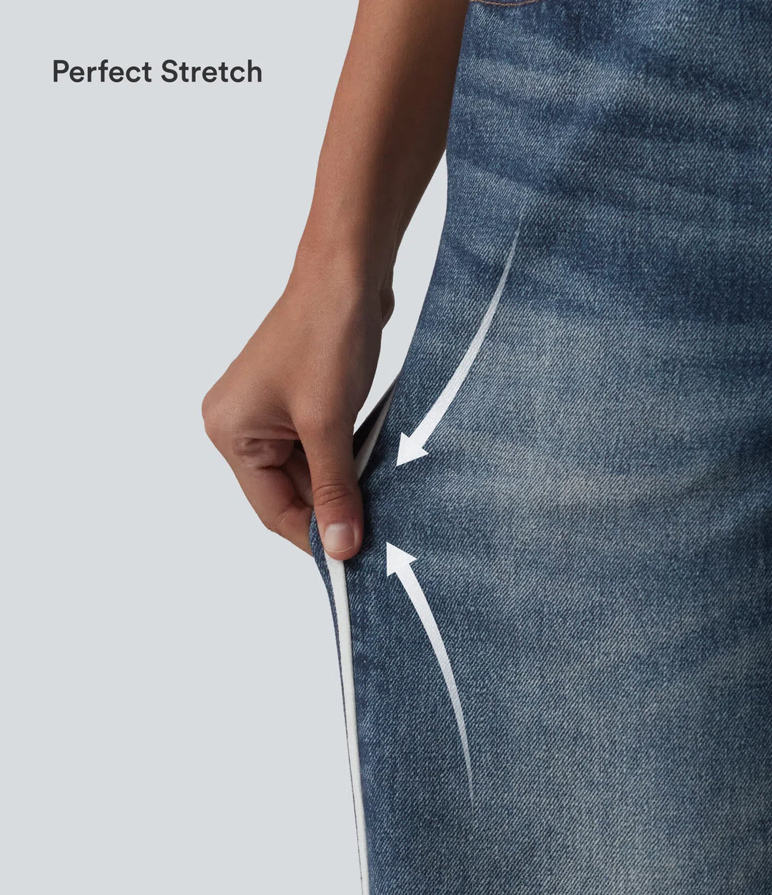 Mid Rise Denim Print French Terry Stripe Casual Sweattrousers Jeans with Pockets