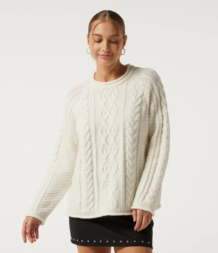 Round Neck Long Sleeve Rolled Hem Casual Jumper