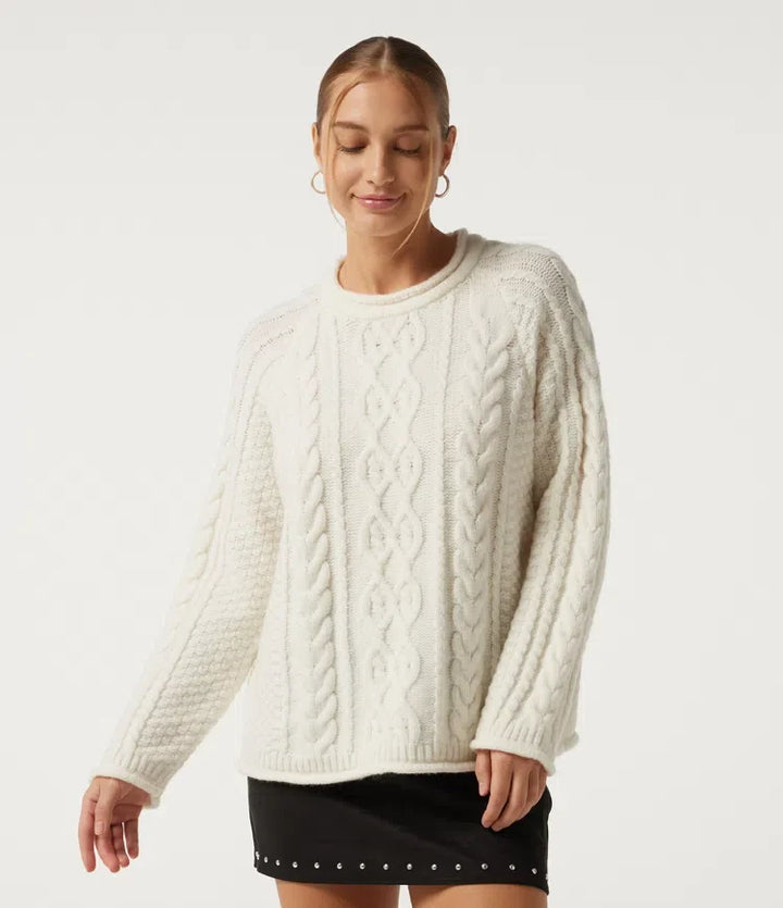 Round Neck Long Sleeve Rolled Hem Casual Jumper