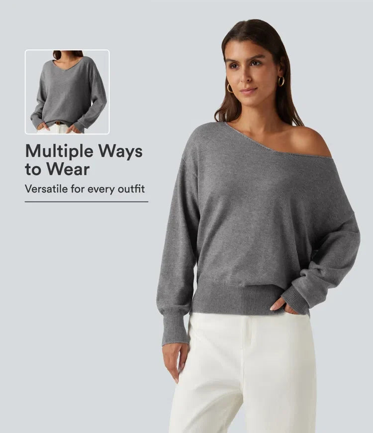 One Shoulder Long Sleeve Work Jumper