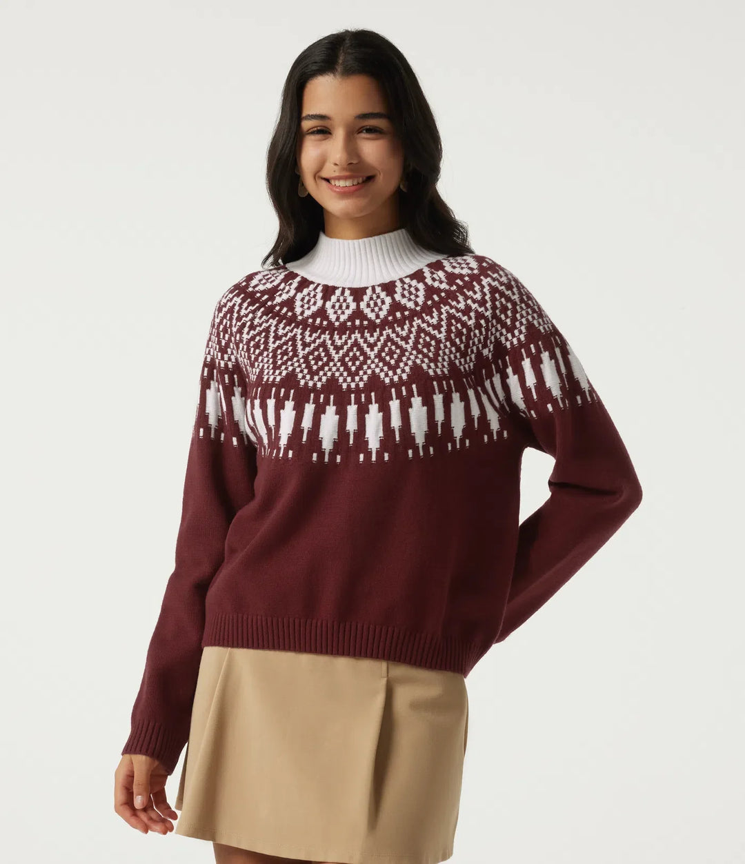High Neck Long Sleeve Casual Jumper