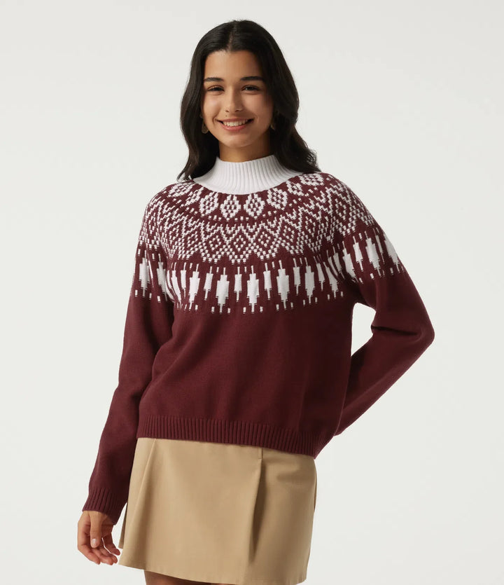 High Neck Long Sleeve Casual Jumper