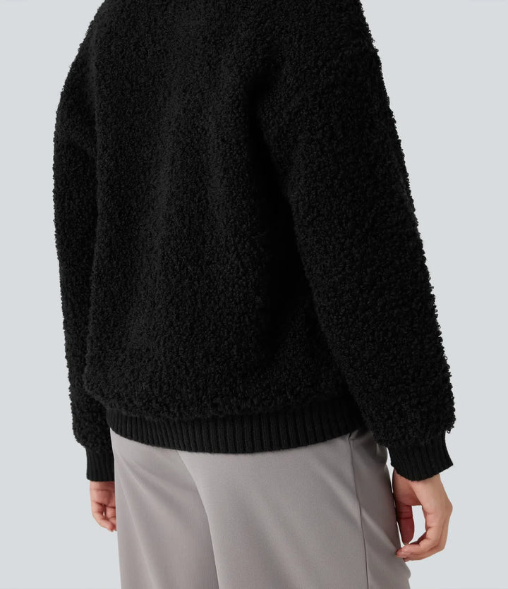 Lapel Reglan Long Sleeve Work Jumper with Pockets