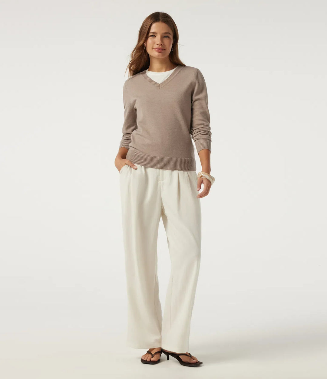 V Neck Long Sleeve Work Jumper