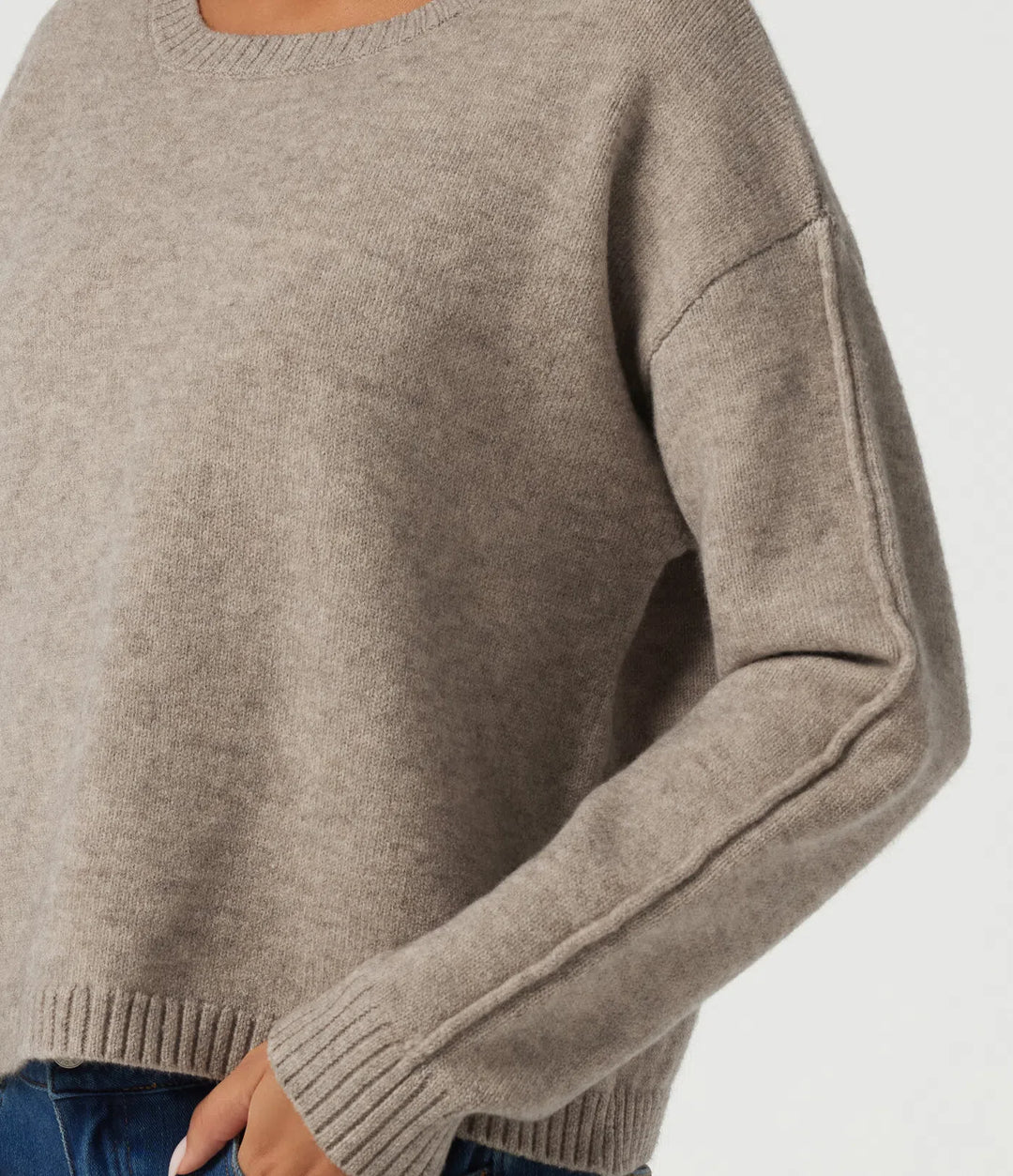 Round Neck Dropped Shoulder Long Sleeve Casual Jumper
