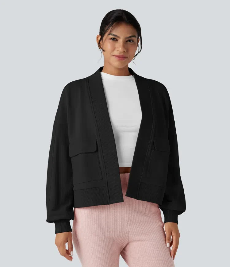 Long Sleeve Casual Oversized Cotton Sweatshirt with Pockets
