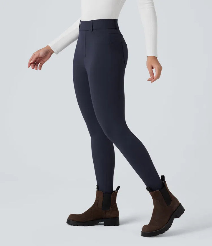 SoftlyZero Plush Thermal High Waisted Casual 7/8 Leggings with Pockets