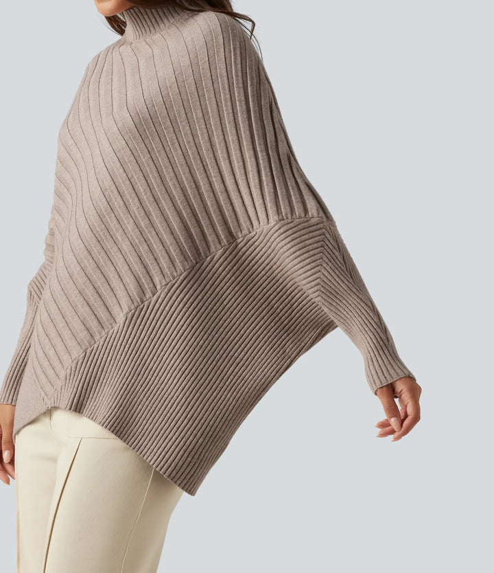 High Neck Batwing Long Sleeve Oversized Casual Jumper