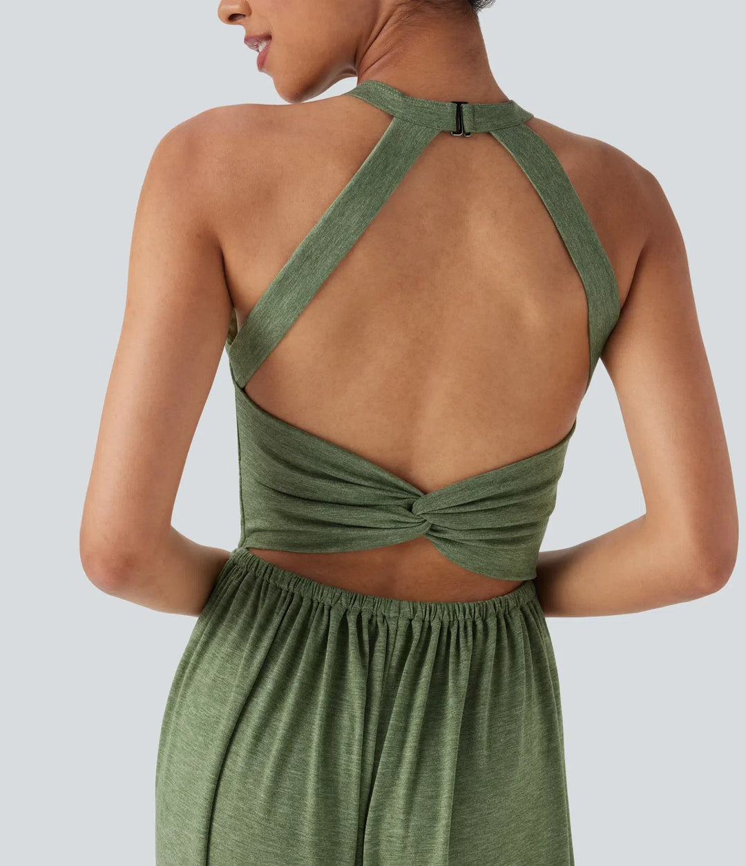 U Neck Harem Casual Jumpsuit with Pockets-Easy Peezy Edition DD-F Cups