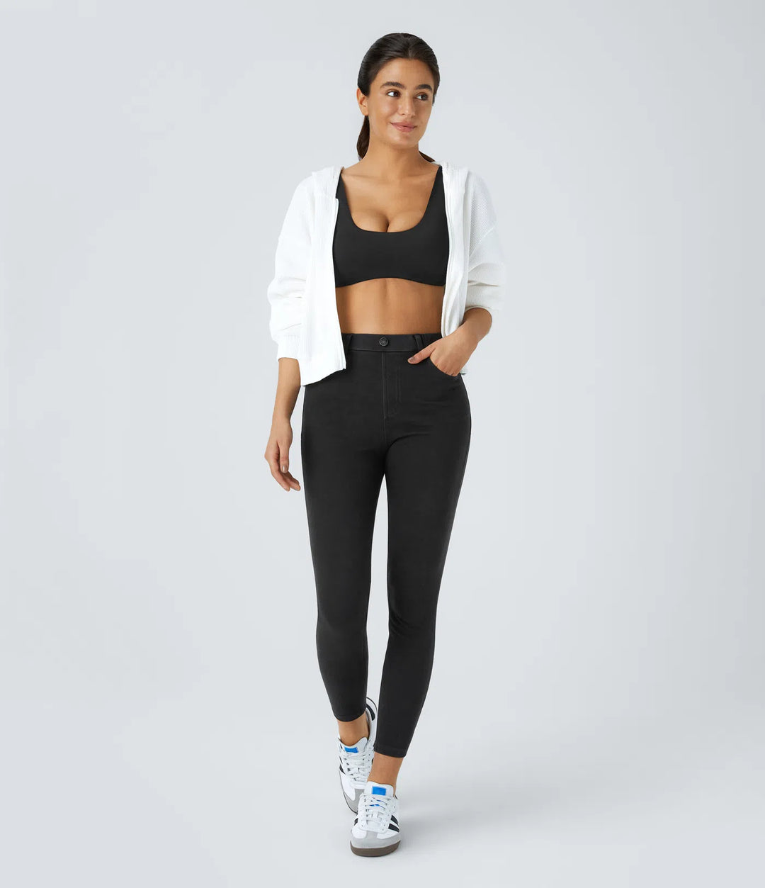 Halara Flex High Waisted Pockets Denim Work Leggings