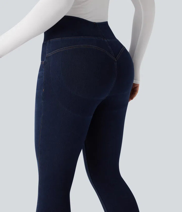 Halara Flex High Waisted Tummy Control Butt Lifting Denim Casual Leggings with Pockets