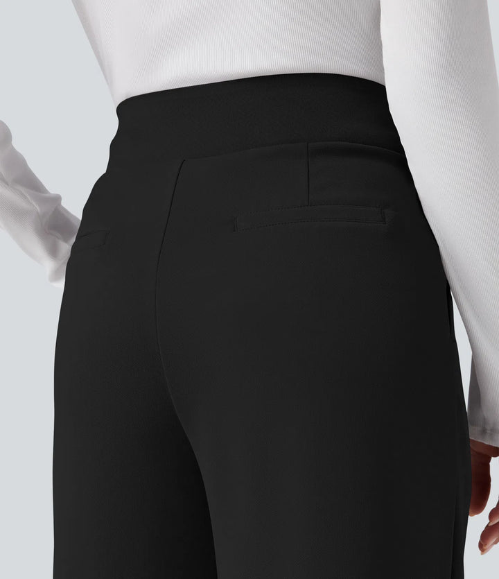 Halara Flex High Waisted Tummy Control Crepe Work Straight Leg Trousers with Pockets